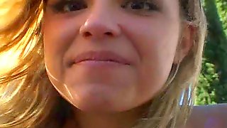 POV cute teen hooker picked up on the street