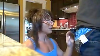 Muscle Milf sex in the kitchen
